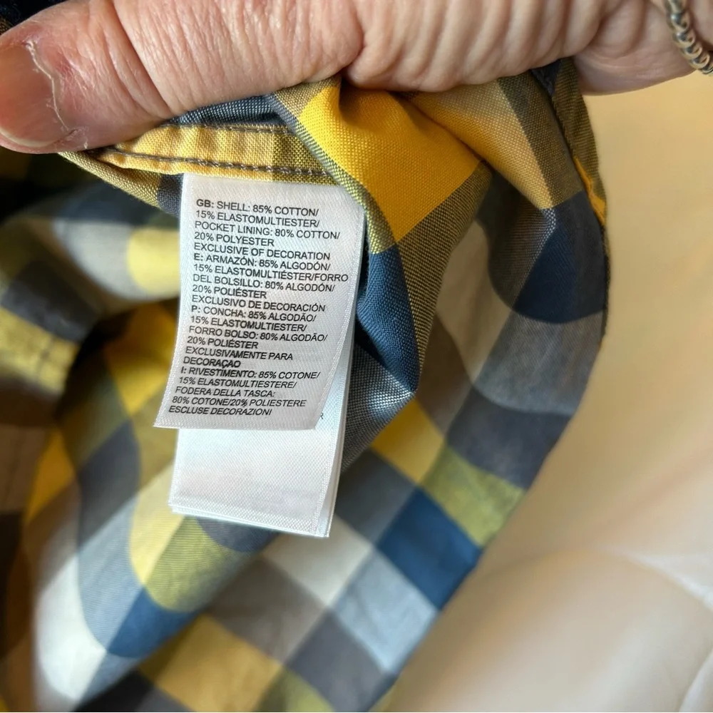 The North Face Blue Yellow Plaid Shirt. Size Medium.